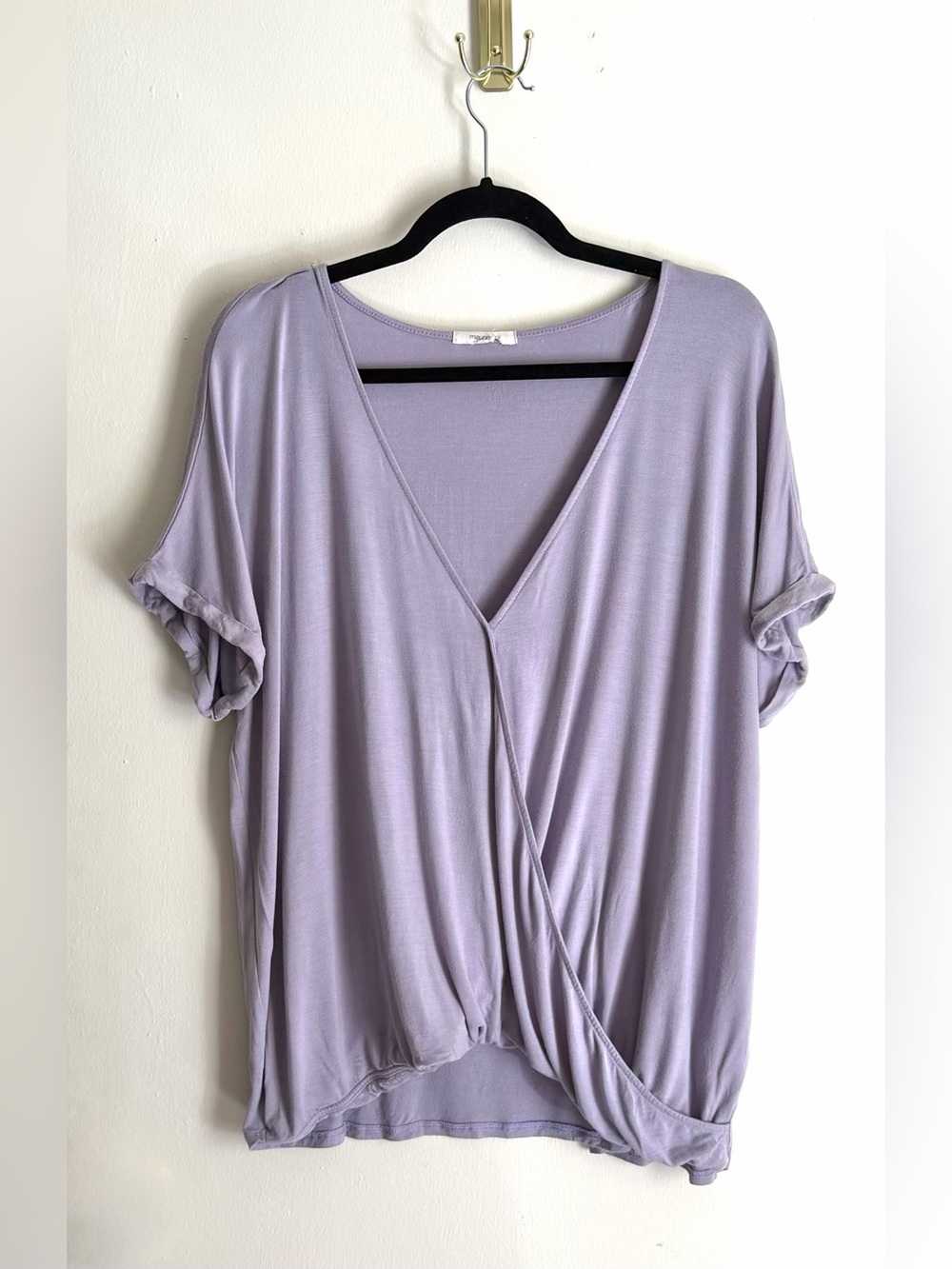 Maurices 🪻Lavender 🪻V-Neck Wrap-Style Short Sleeve Top 3X